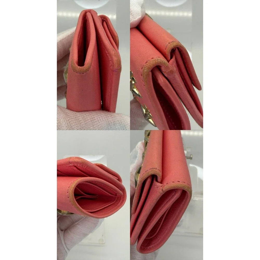 Jimmy Choo NEMO Star Studded Leather Trifold Wallet Pink/132